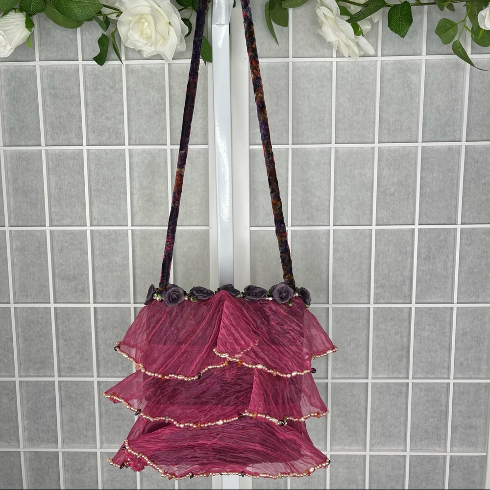 Mary Frances Women’s Velvet Ruffled Handbag